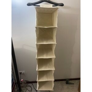 Large Collapsible 6-Shelf‎ Hanging Sweater Organizer Beige